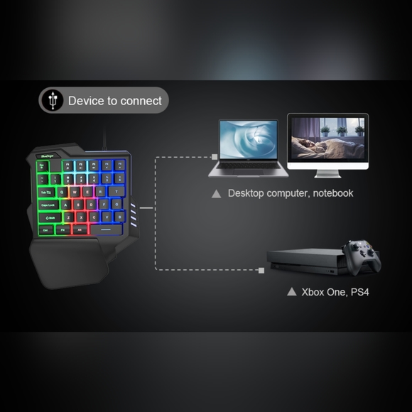 One Hand RGB Gaming Keyboard - Picture 6 of 7